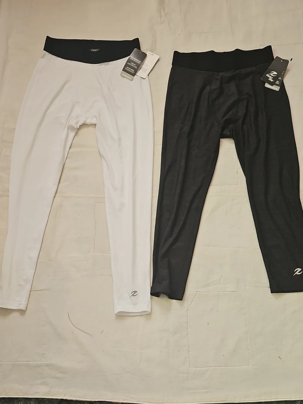 Energy Zone Mens Leggings - White and Charcoal with Black Compression Size 32 34